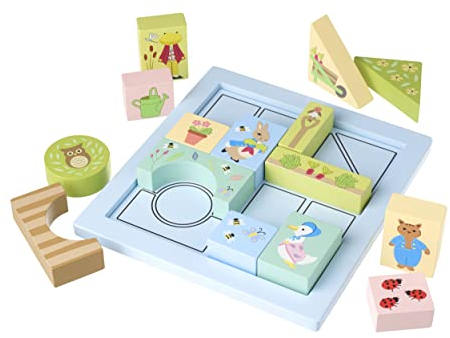 Orange Tree Toys - Peter Rabbit Wooden Puzzle Tray - Different Shapes, Blocks for Toddler - Early Development & Activity Toy - Official Licensed Gift