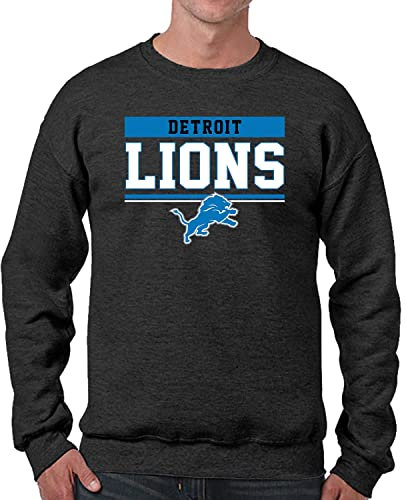 Team Fan Apparel NFL Adult Long Sleeve Team Block Charcoal Crewneck Sweatshirt - Stay Warm & Represent Your Team with Style, Charcoal, Large