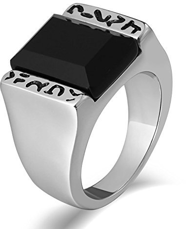 Banemi Ring für Den Kleinen Finger Herren, Edelstahl Edelstahl Ring Herren Kleiner Finger Schwarz Quadrat Zirkonia Versprechensring für Herren Größe 57 (18.1)