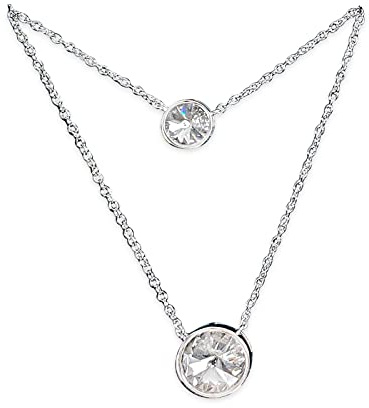 Nagel Jewellery Silberkette mit Anhänger Layer jewels, aus 925 Sterling Silber, Weißgold vergoldet, mit großen Zirkonia im Brillantschliff