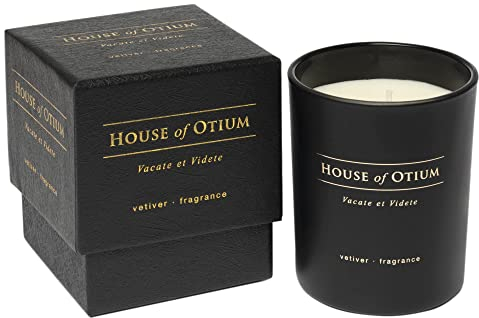 House Of Otium Tranquil Vetiver Aromatherapie-Kerze, Einzeldocht, Premium-Sojawachs für Ruhe und Gelassenheit, erdiger Vetiverduft, 160 g, 35 Stunden Brenndauer
