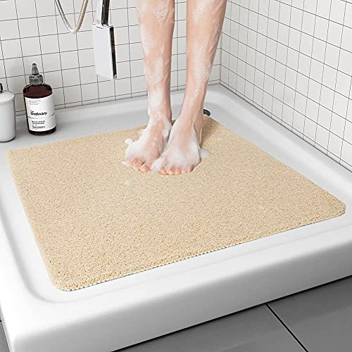 Walant Duschmatte rutschfest, 53 * 53cm Luffa Massage Duschmatten mit Ablauflöchern,Anti-Schimmel | Schnell trocknend | waschbar PVC Duschmatten,für Nassbereiche,sicher für Kinder und ältere Menschen
