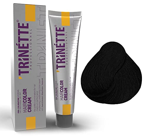 TRINETTE Hair Color Cream | Haarfarbe Creme | Coloration Creme für Profi | 100ml (No 1)