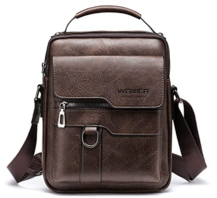 Naudamp Bolso de Hombro para Hombre, Moda Bolso de Mensajero de Cuero PU, Mochila de Ocio, Bolso de Viaje Deportivo al Aire Libre