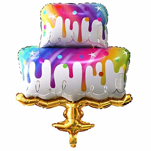 Happy Birthday Luftballons - Geniale Geschenkidee Deko für Geburtstage oder Partys Ballon Helium Folienballon klein mit für Kinder Dekoration Partydeko JGA Geschenkidee - Torte Regenbogen 73x107cm