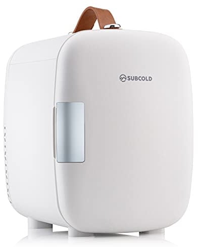Subcold Pro4 Luxury Mini Fridge Cooler | 4 Litre / 6 Cans | AC and Exclusive USB Power Option | Portable Small Fridge for the Office, Bedroom, Car, Travel, Skincare & Cosmetics (White) (Renewed)
