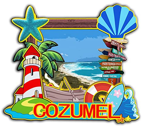 Cozumel Mexiko Magnet Kühlschrankmagnet Holz 3D Sehenswürdigkeiten Reise Sammlerstück Souvenirs Dekoration handgefertigt -2028