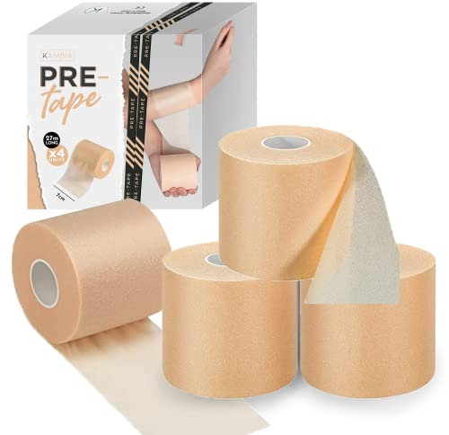 KAMBIA Pretape, Pretape Sportverband, Packung mit 4 Rollen 7 cm x 27 m, Pretape, Sport-Vorband, nicht klebend, für Tape Crossfit.
