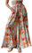 Odizli Hosenrock Damen Lang Boho Blume Chiffon Weite Hose Palazzo Schlaghose High Waist Culotte Baggy Strandhose Leicht Sommerhose Locker Flare Marlenehose Haremshose Freizeithose Stoffhose Bunt M