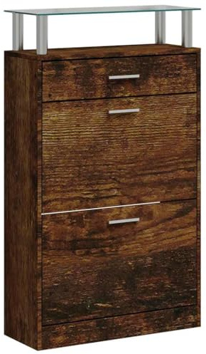 vidaXL Shoe Cabinet Smoked Oak 63x24x104 cm Engineered Wood