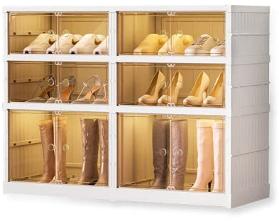 MAGIC SELECT Zapatero Modular Plegable con Puerta Transparente | Armario para Zapatos, Organizador de Calzado, Sin Instalación, Resistente al Polvo, 3 Módulos Dobles-12 Pares