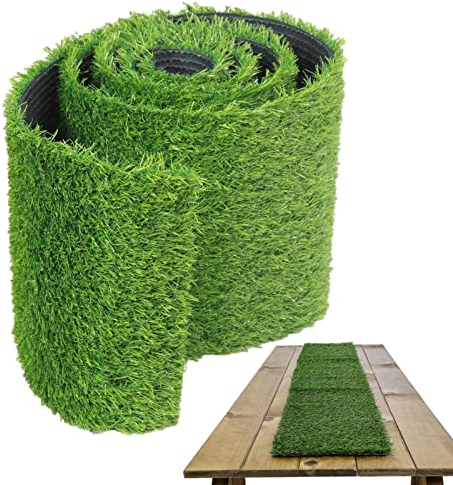 GIMOCOOL Tischläufer aus Kunstrasen – Tischläufer | Gras künstliche rustikale Elemente, passend für Brautparty, Babyparty, St. Patrick's Day, Weihnachten, Party