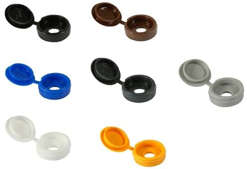 Hinged Screw Cover Caps White Yellow Black Blue Brown For 3-6mm (4g-12g) Screws (Pack of 20, 50, 100) (20, Small - White)