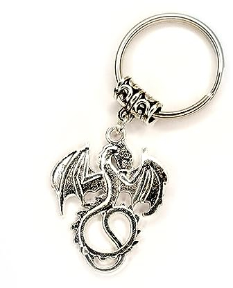 AXLorange Porte-clés dragon rétro, argenté, M