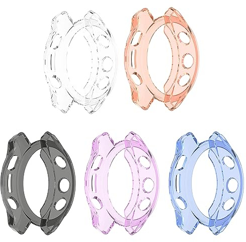 KUTEWEU Custodia per Garmin Fenix 7S/Fenix 6S/Fenix 5S, TPU Clear Protettivo Case Skins Copertura Resistente Shell, Watch Cover per Garmin Fenix 7S Solar/ 6S Pro/Fenix 5S Plus (5 Pezzi)