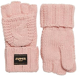 Superdry Damen Kabel Knit Handschuhe, Rosa Fleck, One Size