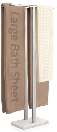 KES Standing Towel Rail Free Standing Towel Rack Bathroom Floor with Weighted Marble Base 2-Tier, Extra High Thick Double Bath Towel Holder 18/8 Stainless Steel Brushed, BTH232-2