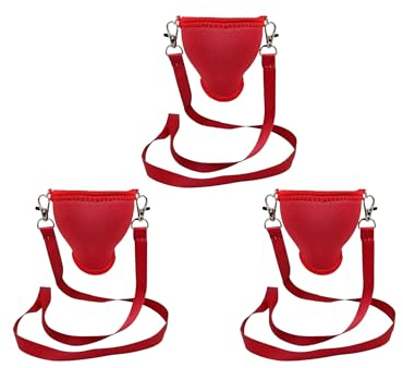Eff Em Concept WineHolder - Wine Glass Holder for Neck Wine Glass Holder with Neck Strap (Lanyard), Red - Set of 3