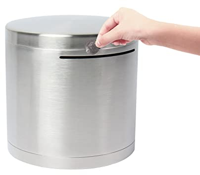 Erwachsene Spardose Edelstahl Safe Sparschwein, Groß Spardose Nicht zum öffnen,Spardosen für Erwachsene Jungen Mädchen 15 x 15 x 15 cm