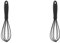 Lot de 2 fouets en silicone - Ustensiles de cuisine - Anti-rayures - Batteur à œufs - Noir - 17 x 4 x 4 cm