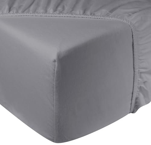 DoubleDry Flanell Spannbettlaken 90x200 cm -100% weiche und atmungsaktive Baumwolle, Öko-Tex-zertifiziertes Bettlaken ohne GVO für Matratzen bis zu 28 cm Höhe | Bettlaken (Grau)