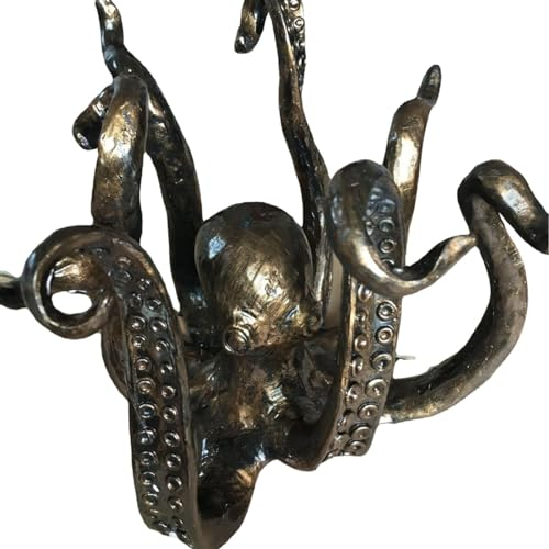 curfair Space-saving Cup Holder Octopus Design Mug Stand Vintage Resin Sea Animal Figurine for Kitchen Countertop Coffee Organizer Hanger Rack Indoor/outdoor Bronze Coffee
