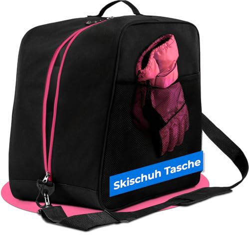 STYNGARD Cortina Sac à Chaussures de Ski avec Espace pour Accessoires [38 l] – Sac pour Chaussures de Ski avec Sac à Chaussures – Modèle Cortina (Noir-Rose)