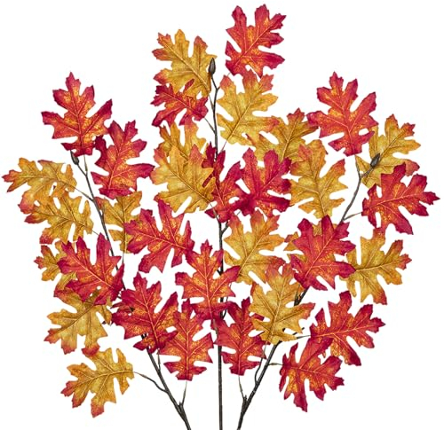 Arborus Herbstdeko 3 Stück Künstliche Zweige für Vase 89 cm Herbst Kunstzweige Äste und Zweige Deko Künstliche Herbtzweige mit Eichenblätter für Schlafzimmer Wohnzimmer Küche Büro Deko