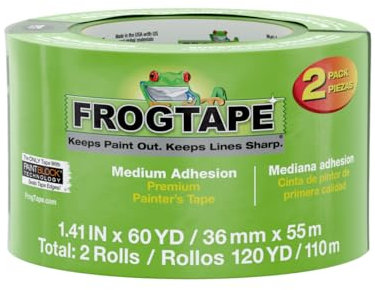 Frog Tape Multi-Surface Masking Tape for Painting 36mm x 55m, Decorators Tape, Painters Masking Tape for Indoor Painting & Decorating - Pack of 2