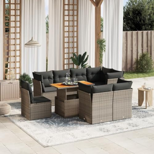 Amorsee Gartenlounge Groß XXL Ecklounge Verstellbare Tischplatte Gartensofa Lounge Möbel Outdoor Rattan Loungemöbel Set Terrassenmöbel Garten Sofa Terrasse Gartenmöbel Set Sitzgarnitur