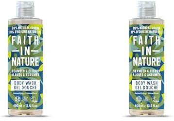 Gel Douche & Bain Naturel Algues & Agrumes Faith in Nature, Détoxifiant, Vegan & Cruelty Free, Sans parabènes & SLES, 400ml (Lot de 2)