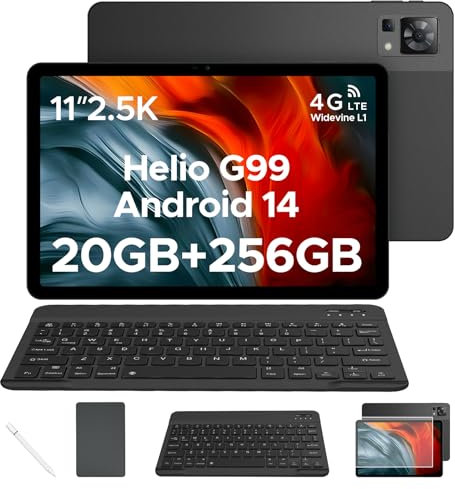 DOOGEE T35 Tablet 11'' Android 14 20GB+256GB/2TB TF Helio G99, 2.5K Display, 8580mAh/33W, 4G-LTE Android Tablets, Bluetooth 5.0+2.4G/5G WiFi Tablets, Tablet with Keyboard, Pen, Case-Black