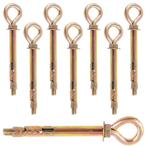 Swpeet 8 viti di espansione M6 per pareti in calcestruzzo con gancio di ancoraggio chiuso, viti a occhiello di espansione, bulloni di espansione resistenti con anello a occhiello, ancoraggio a