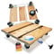 PlantMOVER Pflanzenroller mit Seilzug - 150kg Tragkraft 42x42cm – Edelstahl/Holz Pflanzenroller eckig mit robusten Rollen - Rollbrett für Pflanzen - Einfach ziehen, Made in Germany