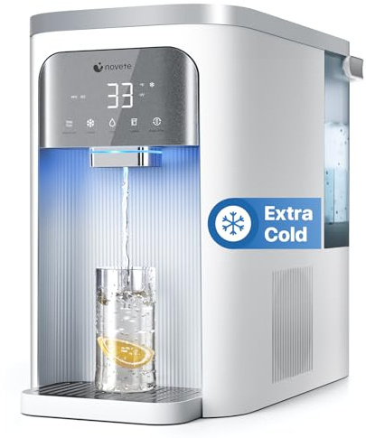 NOVETE Reverse Osmosis Water Filter Countertop, UV Cold Water Down to 32℉, NSF/ANSI 42/58 Certified, 4:1 Pure to Drain, No Installation Needed, 8-Stage RO Water Filtration System, CRF0A-QS, White