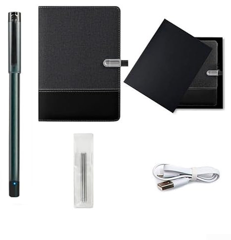 ComfyHarbor Intelligent Paper Screen Notebook with Cloud Sync, Smart Digital Notebook with Included Pen, 17.5x24cm PU Leather Writing Pad for Notes & Sketches, Portable E-Ink Journal (Black)