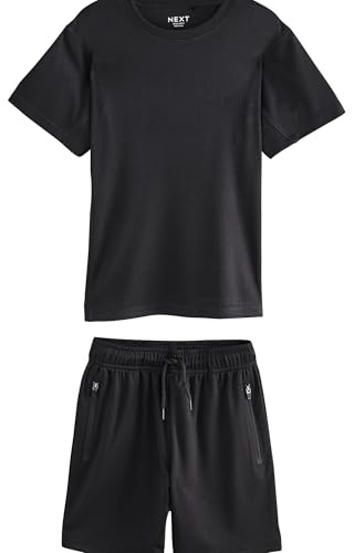 NEXT Jungen Standard Set aus sportlichem T-Shirt und Shorts Schwarz numeric_128