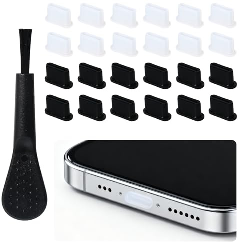 Goktvai 24pcs USB-c Dust Plug, Silicone Charging Port Cover Anti Dust Plug Cleaning Tool Set for iPhone 15 16 Series/Samsung Galaxy S25-S20/ Note/A Series/All USB-c Devices