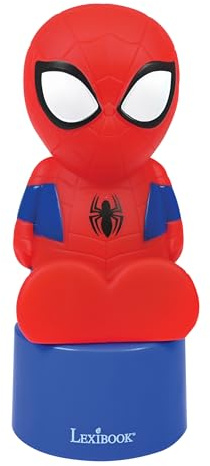 Lexibook Spiderman Luce Notturna e Altoparlante per la Stanza dei Bambini, Cambio Colore, Luce soffusa, Funzionamento a Batteria, Blu/Rosso, NS01SPLXB