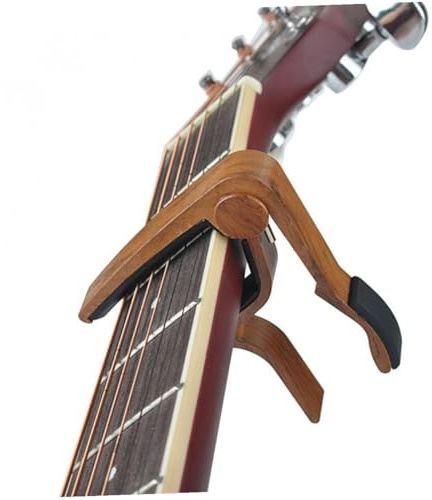 AKOOSY Akustikgitarren Kapodaster Holzoptik Stabil Gepolstert Einfach Verstellbar Modisches Design für Klassische und Akustische Gitarren Langlebiges Zubehör für Präzises Stimmen