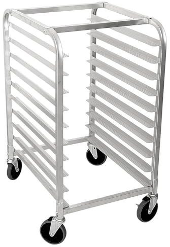 SAYEYBU 10/20 StöCkiges BäCkerei Regal, Gewerbliches Aluminiumblech Blechregal, BäCkerei küHlregal mit Feststellbaren Rollen, für KüChe, Restaurant, Pizzeria, Lagerung für Halbe Ganze Bleche,10 Tier