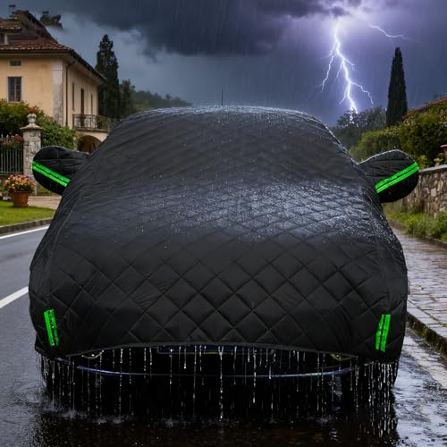 Halbgarage Hagelschutzplane Auto für Volkswagen Golf 8 (1997-2025) Wasserdicht UV-Schutz Schnee- und Staubschutz Verdicken Oxford-Gewebe Mit Reflektierenden Streifen Outdoor Vollschutz,Schwarz