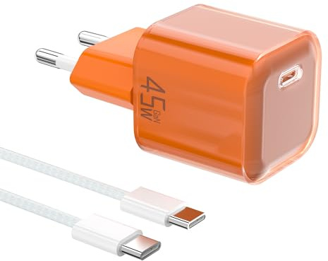 YISH 45W Caricatore USB C Caricabatterie GAN - PD3.0 Alimentatore USB C Rapido Carica Batterie Cellulare per Smartphone Tablet Spina Ricarica Adattatore Tipo C Presa Spinotto con 60W Cavo Type-C 1M