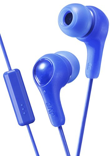 JVC Blue Gumy In-Ear-Kopfhörer mit Mikrofon, 1 m langes farbiges Kabel mit Kopfhöreranschluss. Kleine, mittlere und große Ohrstöpsel im Lieferumfang enthalten GUMY HAFX7MA