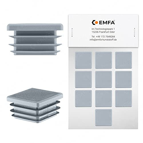 EMFA Lamellenstopfen für Vierkantrohr 80x80 mm Grau 10 Stück Rohrstopfen 80x80 Vierkantrohr Kunststoff vierkant 8x8 cm Stopfen Abdeckung Rohrabdeckung für Formrohr Endkappe
