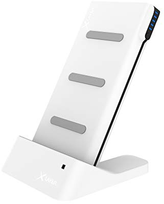 Xlayer Powerbank Wireless Charger with Dock 6.000mAh | 2-in-1 Induktions Ladegerät & Docking Station | Qi Ladestation mit externem Akku für induktionsfähige Geräte und Smartphones | Weiß