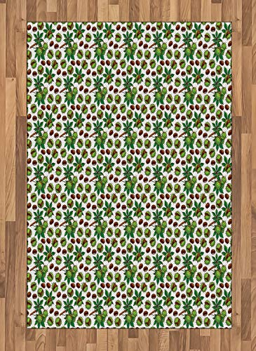 ABAKUHAUS Kastanie Teppich, Natur-Weihnachtsmotiv, Deko-Teppich Digitaldruck, Färben mit langfristigen Halt, 120 x 180 cm, Grün braun und