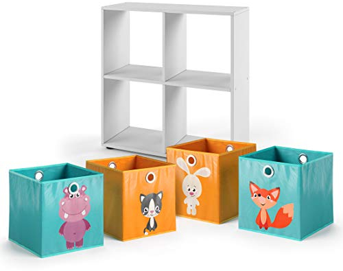 Vicco Raumteiler Tetra, stehendes Bücherregal, Weiß, 72.6 x 72 cm