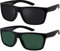 La Optica B.L.M. Herren Sonnenbrille UV400 Männer Sportbrille Fahrradbrille - Doppelpack Set Matt Schwarz (Gläser: 1 x Grau, 1 x Grün Klassisch)