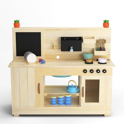 Big Game Hunters Triple Mud Kitchen with Working Tap - Children Wooden Play Kitchen